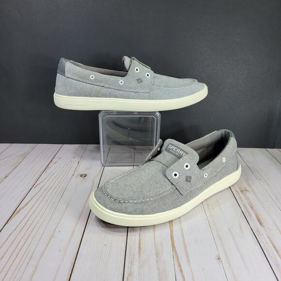 Sperry Mens Outer Banks Boat Shoes, Grey, size 13. - Picture 2 of 7